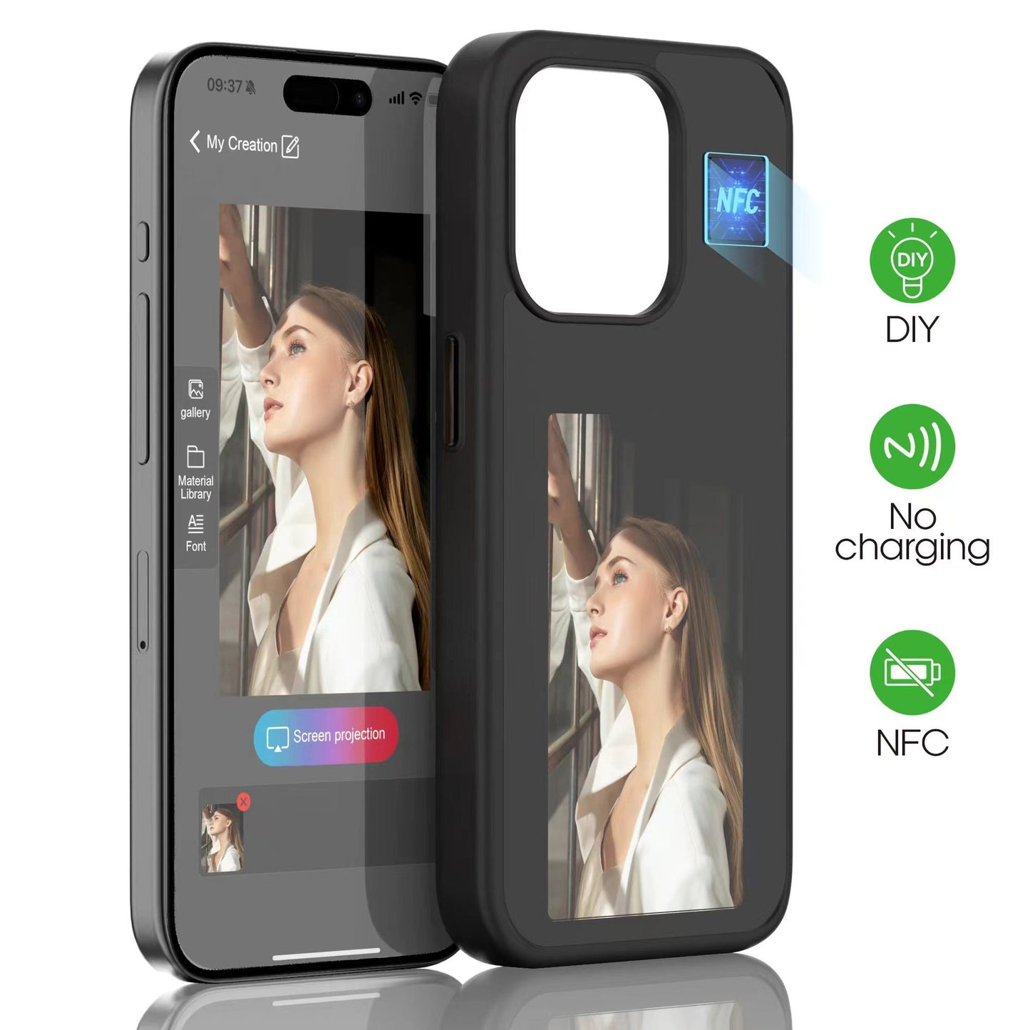 iPhone 13-16 NFC Smart E-Ink Phone Case