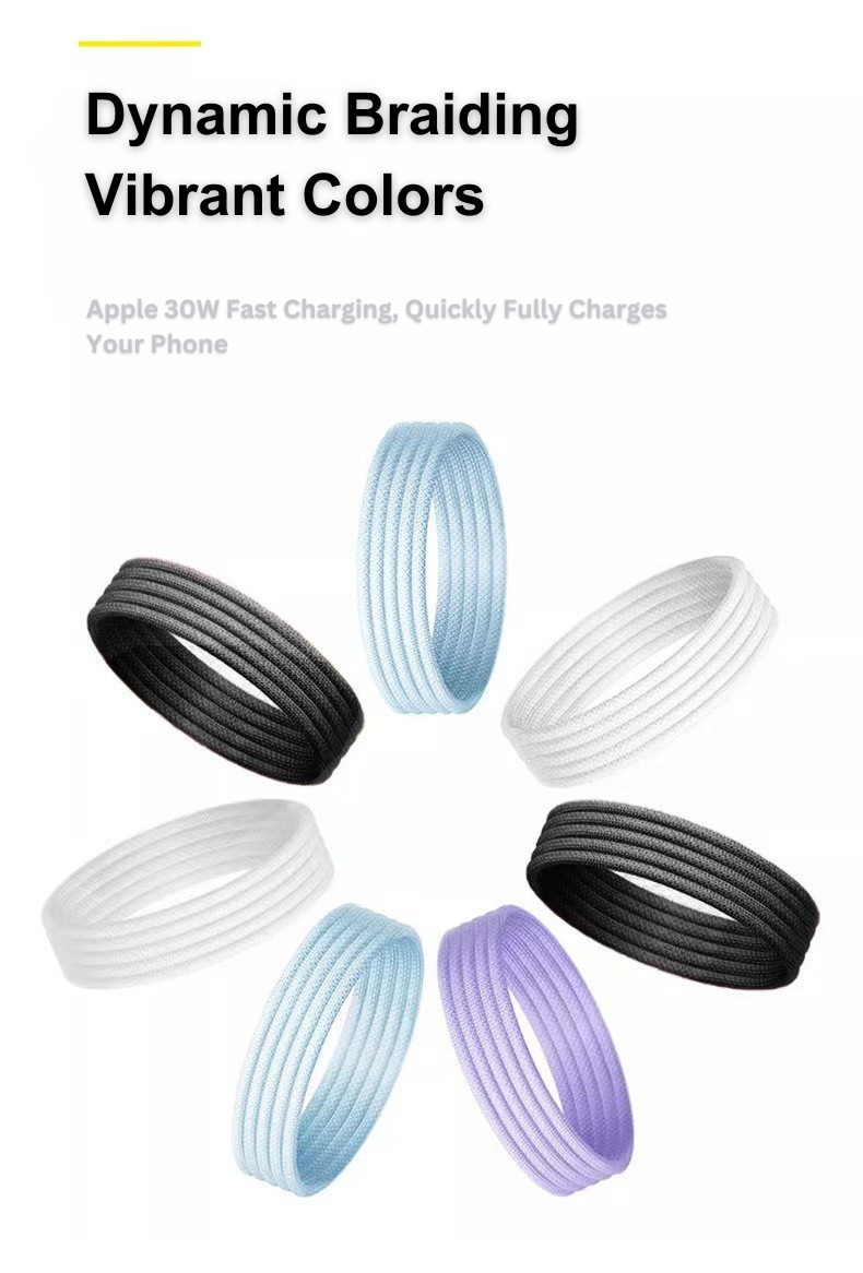 Apple 15/16 Macaron charging cable braided data cable Mac double type-c fast charging cable ipad